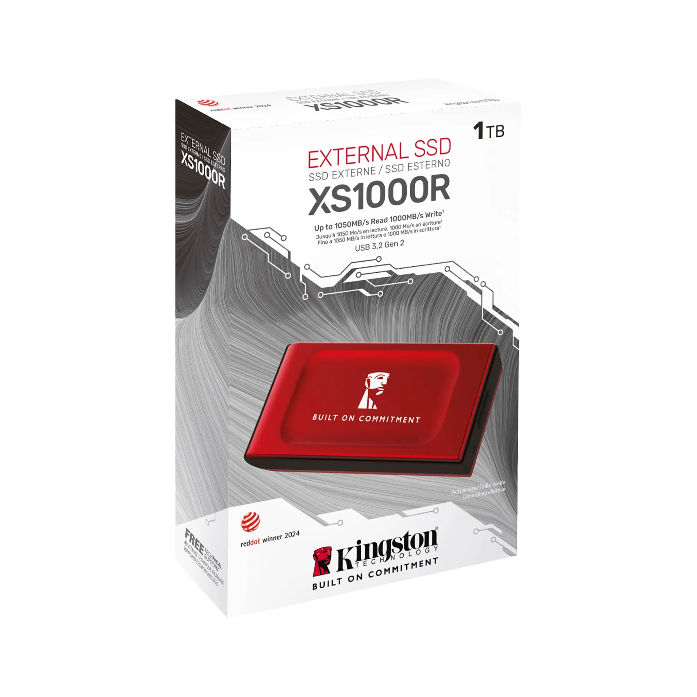 Kingston XS1000R 1TB Red USB 3.2 External SSD SXS1000R/1000GA