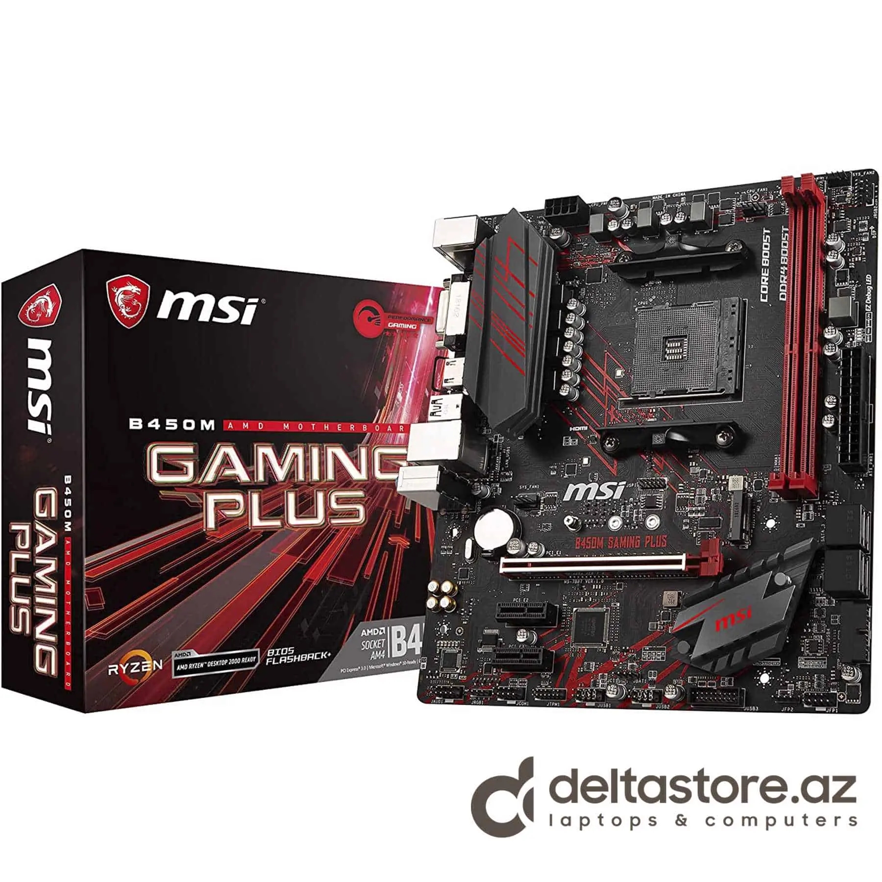 MSI Performance Gaming AMD Ryzen 1st and 2nd Gen AM4 M.2 USB 3 DDR4 DVI HDMI Micro-ATX Motherboard (B450M Gaming Plus), mATX