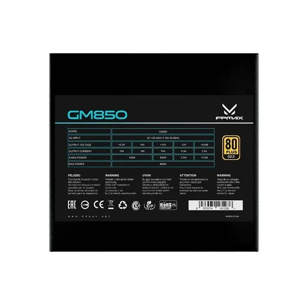 FPMAX GM850 850W 80 Plus Gold Power Supply