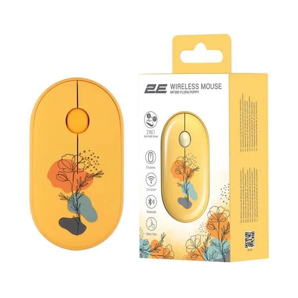 2E MF300 Silent Wireless FLORAPOPPY Yellow Mouse 2E-MF300WFLORAYW