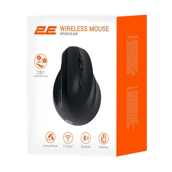 2E MF325 Silent Wireless Vertical Black Mouse 2E-MF325WBK
